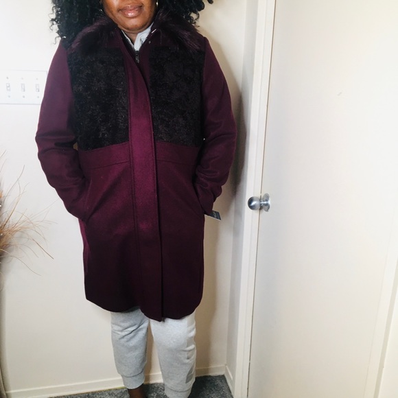 Rachel Roy wool burgundy (wine)coat xl - Picture 12 of 16